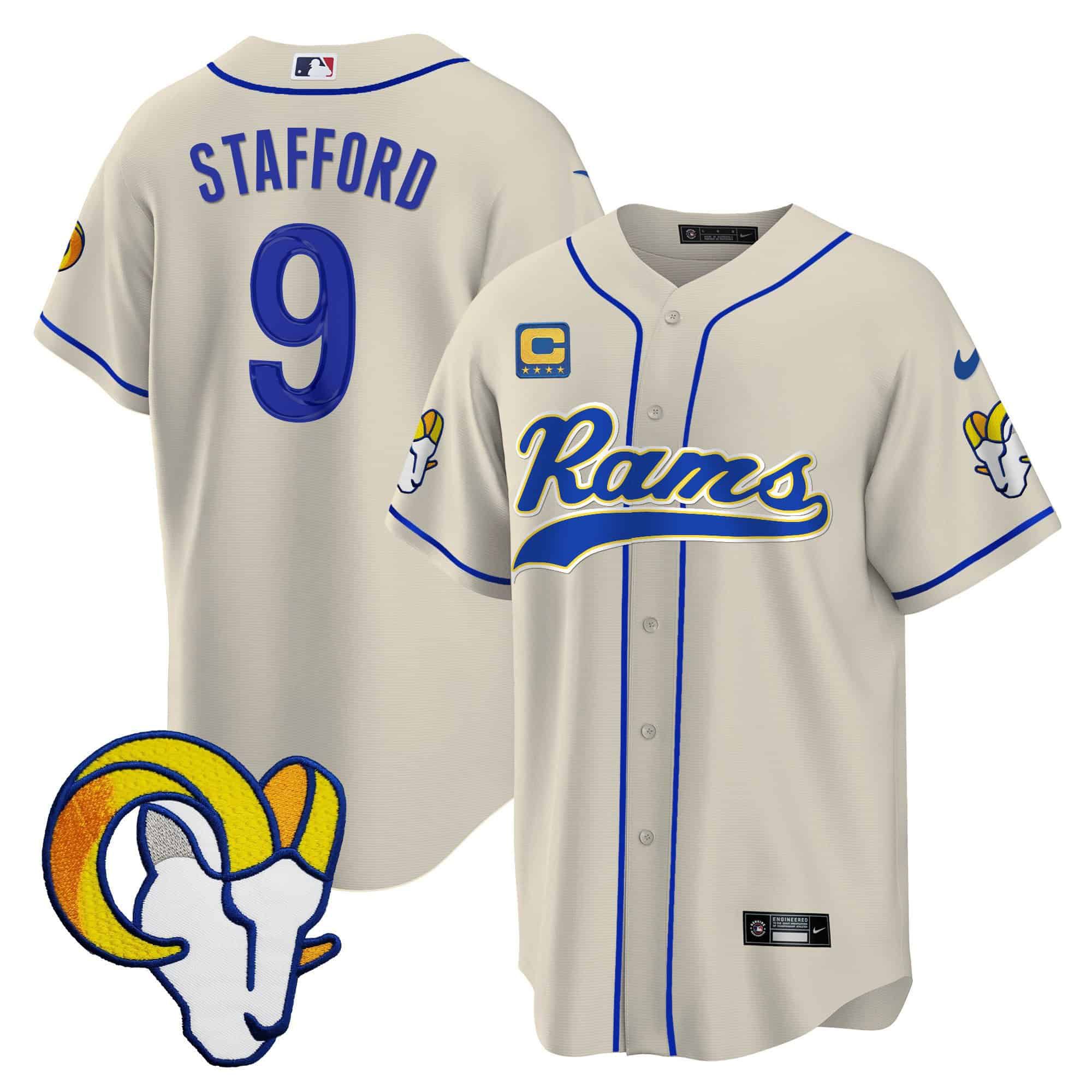 Men Los Angeles Rams #9 Stafford Grey 2024 Nike Baseball NFL Jersey